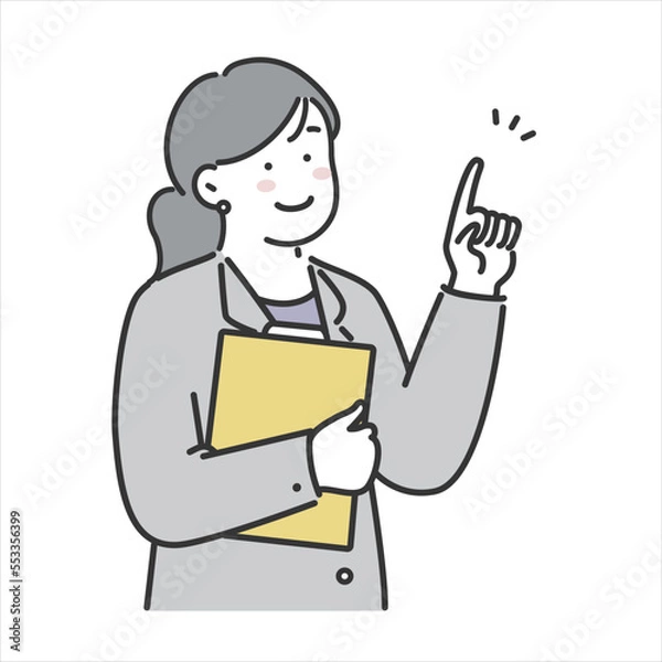 Fototapeta ファイルを持って指差しをする女性会社員