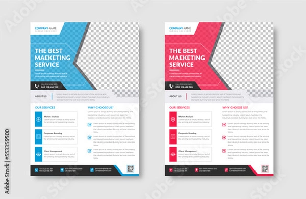 Fototapeta Creative corporate trendy unique business professional marketing agency modern simple leaflet flyer design for attractive business poster layout, business minimal abstract advertising vector template.