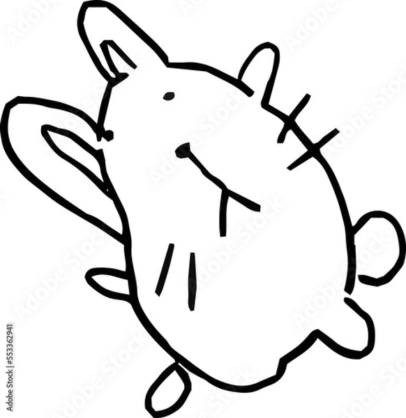 Fototapeta 下手なうさぎのイラスト 子供の落書き 卯年