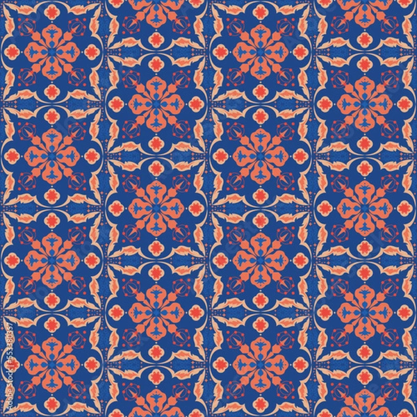 Obraz New Year Floral Seamless Pattern Background Garden Nature Damask Aboriginal Ornament Art