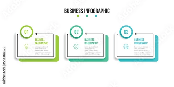 Fototapeta Timeline infographic design element and number options. Business concept with 3 steps. Can be used for workflow layout, diagram, annual report, web design. Vector business template for presentation.