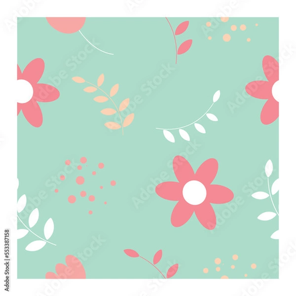 Fototapeta Seamless pattern with flowers in vector.
