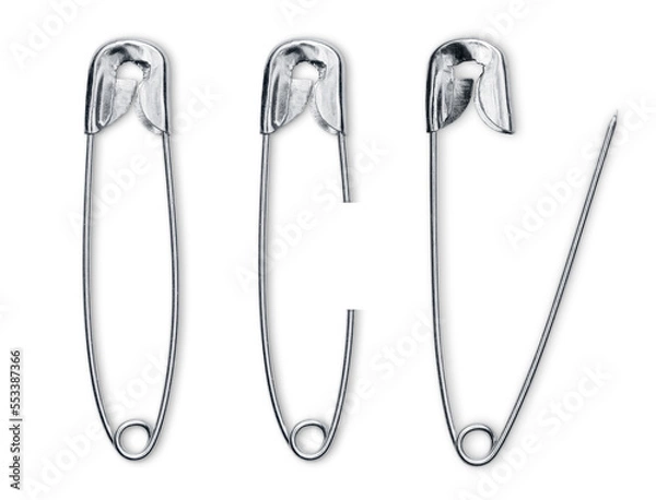 Obraz Set of safety pin solated