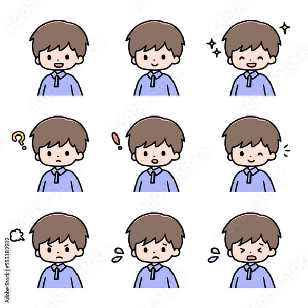 Fototapeta 男の子の表情アイコンセット