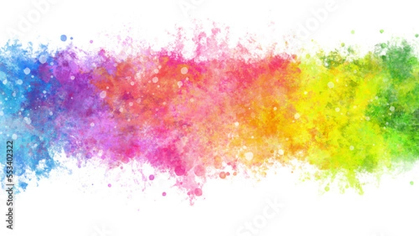 Obraz カラフルな水彩の筆の跡。飛沫、帯。