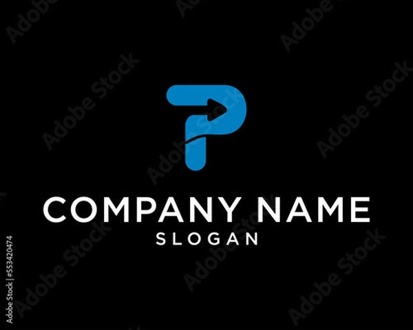 Obraz blue company logo MODERN LOGO INITIAL P