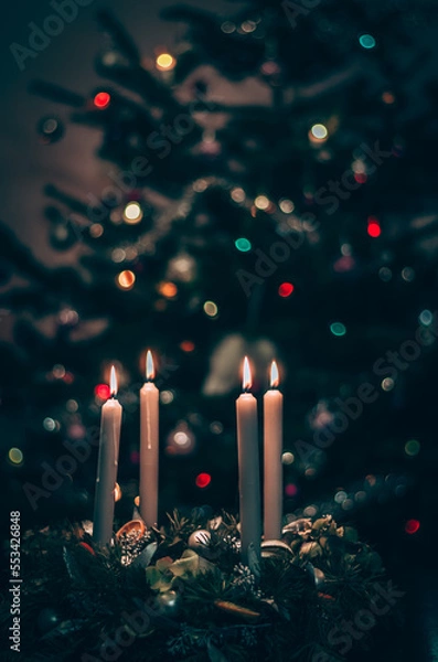 Obraz advent wreaths with 4 burning candles