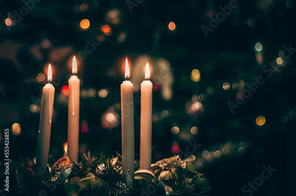 Obraz advent wreaths with 4 burning candles
