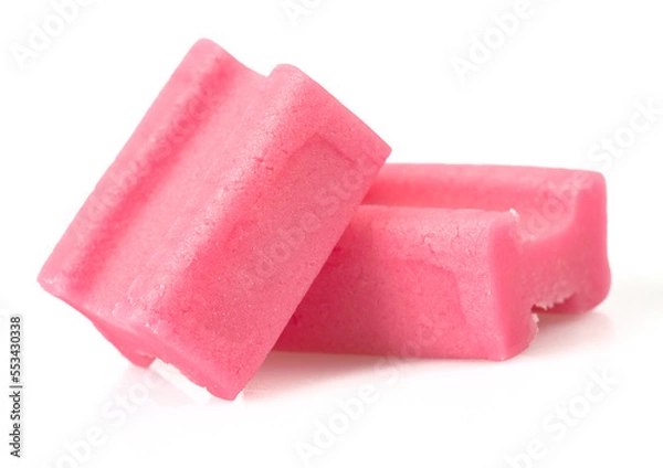 Obraz pieces of pink bubble gum isolated on white backrgound