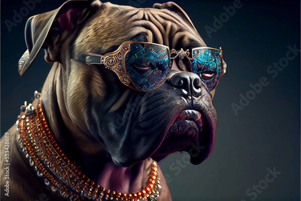 Fototapeta Generative AI abstract render of a gangsta dog