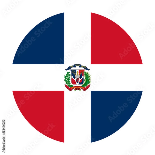 Fototapeta Dominican Republic Flat Rounded Flag with Transparent Background
