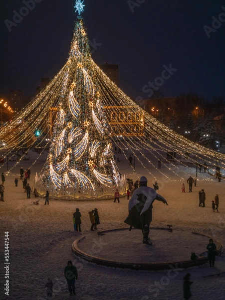 Fototapeta christmas tree at night