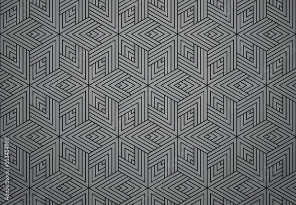 Fototapeta Abstract geometric pattern with stripes, lines. Seamless vector background. Black and gray ornament. Simple lattice graphic design