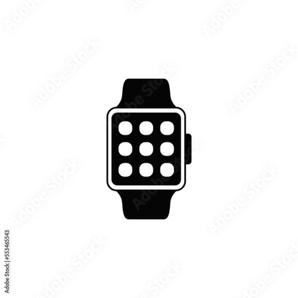 Fototapeta Smartwatch wrist icon in black flat glyph, filled style isolated on white background