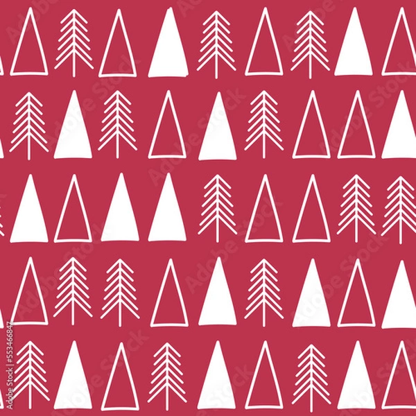 Fototapeta Vector Christmas trees seamless pattern background. Perfect for fabric, scrapbooking, wallpaper projects.