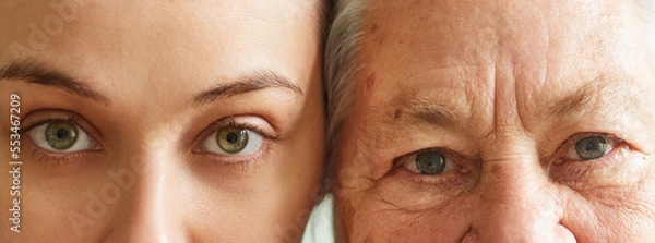 Obraz Eyes of a young and an old woman side by side.