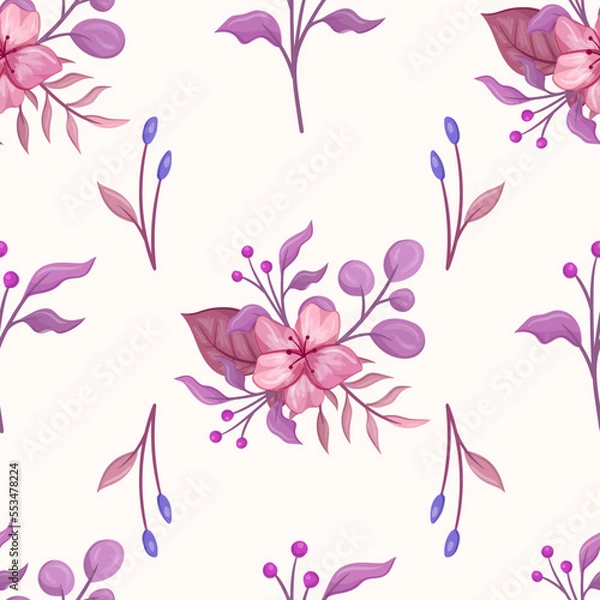 Fototapeta Seamless flower repeat pattern design background. Perfect for modern wallpaper, fabric, home decor, and wrapping projects.