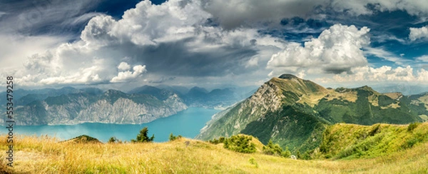 Obraz Mount Baldo (Monte Baldo) panorama wiev,Panorama of the gorgeous Garda lake surrounded by mountains