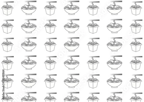 Obraz Ramen and asian noodle pattern.