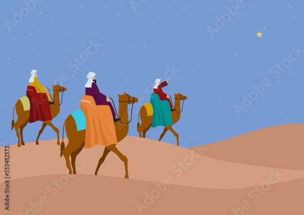 Fototapeta Three Wise Men, journey to Bethlehem