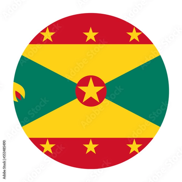Fototapeta Grenada Flat Rounded Flag with Transparent Background