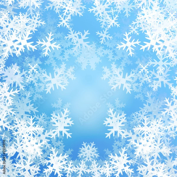 Fototapeta Snowflakes on blue background