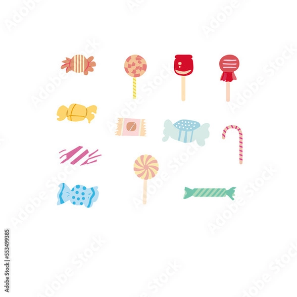 Obraz 飴ちゃんのイラスト素材のセットです
illustrator10にて保存しております