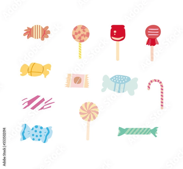 Obraz 飴ちゃんのイラスト素材のセットです
illustrator10にて保存しております