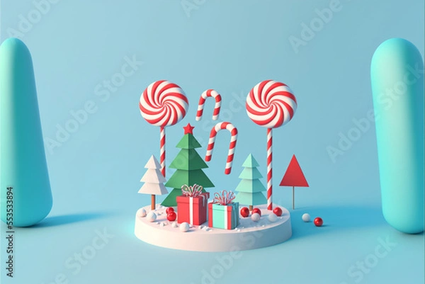 Obraz a christmast 3D render - Generated by Generative AI