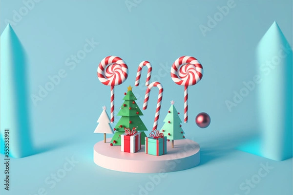 Obraz a christmast 3D render - Generated by Generative AI