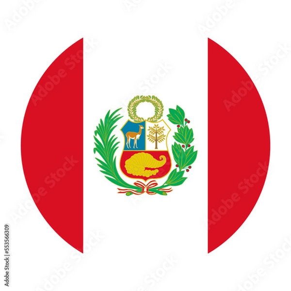 Fototapeta Peru Flat Rounded Flag Icon with Transparent Background