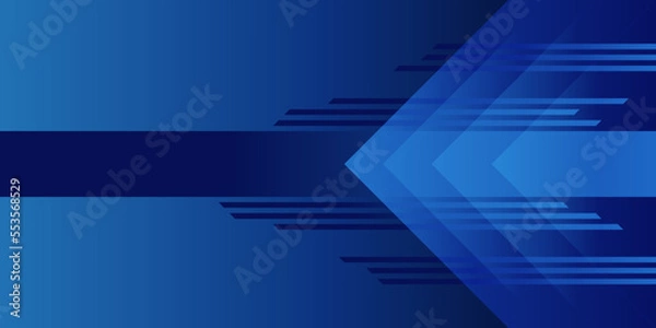 Fototapeta Blue arrowhead right triangle. Gradient abstract background. Design element for template, card, cover, banner, poster, backdrop, wall. Vector illustration.