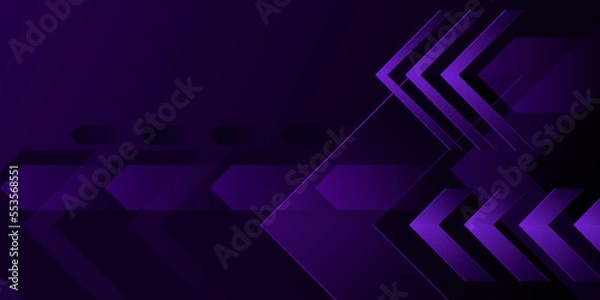 Fototapeta 3D gradient abstract background. Purple arrowhead right triangle. Design element for template, card, cover, banner, poster, backdrop, wall. Vector illustration.