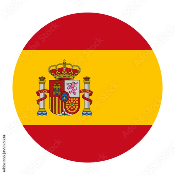 Fototapeta Spain Flat Rounded Flag Icon with Transparent Background