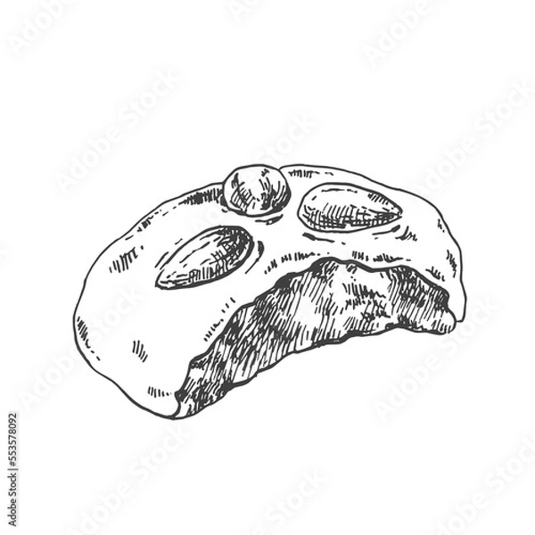 Obraz Hand drawn vector German gingerbread illustration. Sweet  nurnberger elisen lebkuchen. Traditional Christmas sweet dessert. Honey nut glazed cookies. Template for menu, design, ad