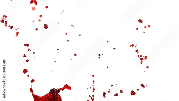 Fototapeta Red splashes isolated on white background.