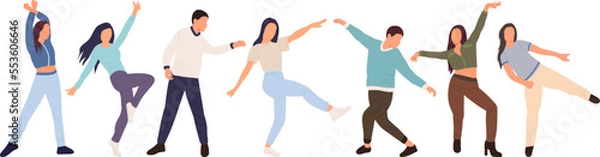 Obraz people dancing in flat style, isolated vector