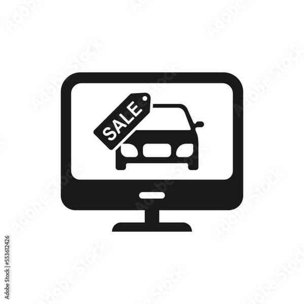 Fototapeta Sell car online flat icon isolated on white background. Vector illustration