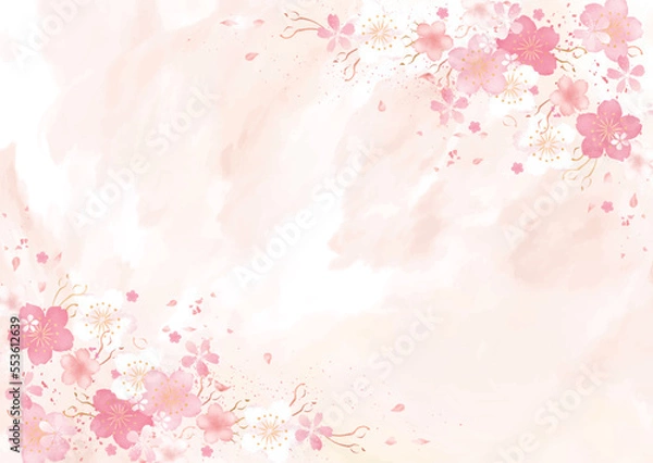 Fototapeta 桜のかわいい水彩背景