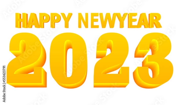 Fototapeta 3D text New Year 2023 on a golden yellow theme