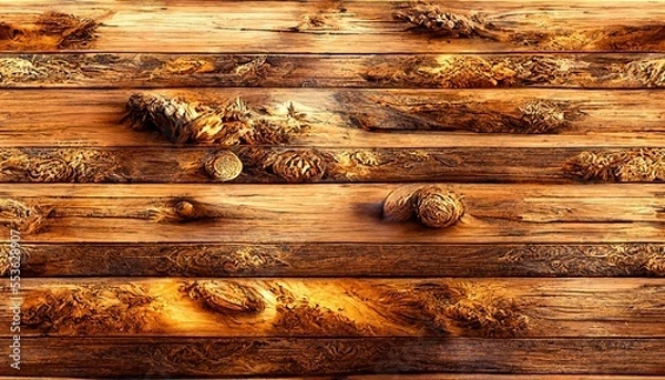 Obraz Pine wood texture background, Generative AI