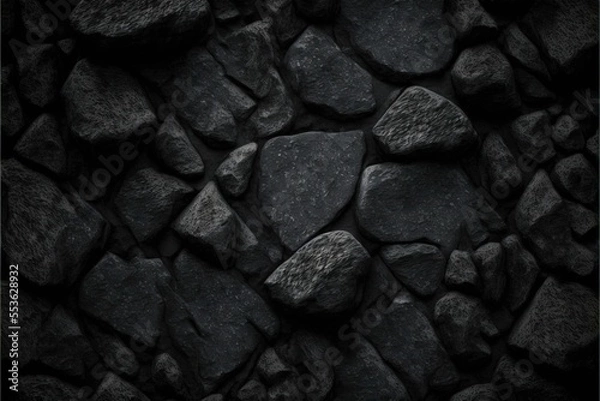 Obraz Rough black stones texture, Generative AI