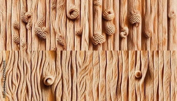 Obraz Pine wood texture background, Generative AI