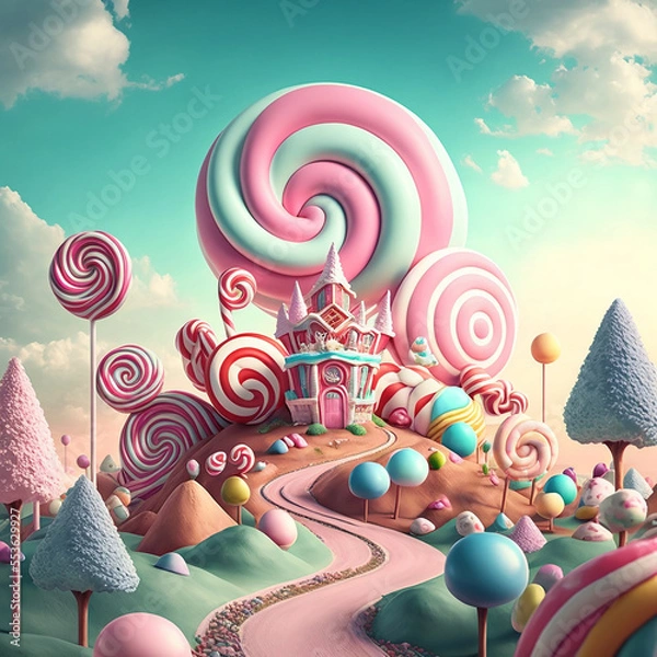 Fototapeta Ai generated candyland kingdom. Created using ai generative. 