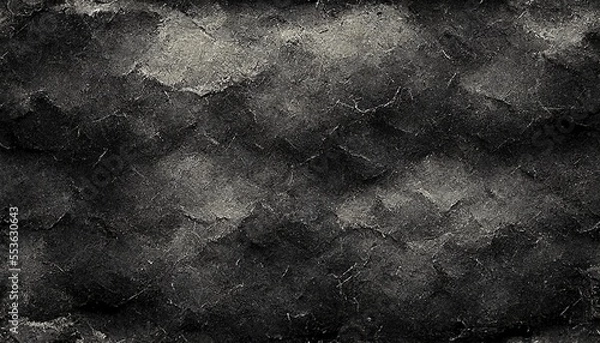Obraz Black and grey rough grained stone background texture, Generative AI