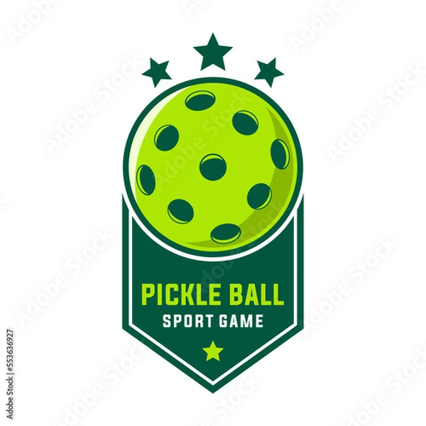 Obraz pickle ball sport graphic template. pickle ball game tournament ribbon label style.