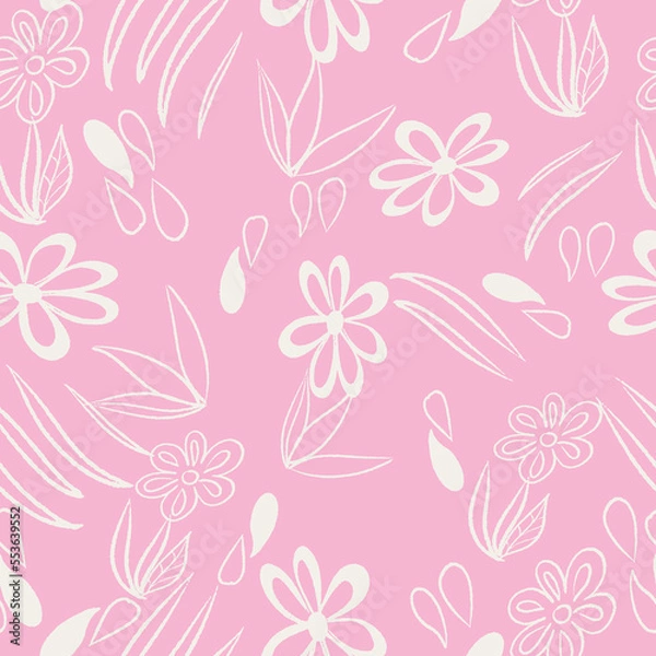 Obraz Pink and white abstract floral vector repeat