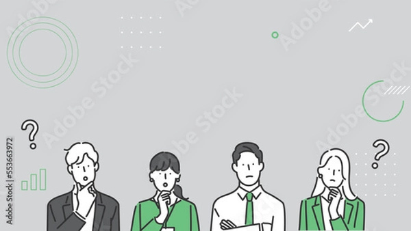 Fototapeta 考えるポーズをとるビジネスパーソンのバナー素材