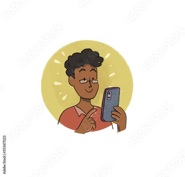 Obraz A boy with a phone.