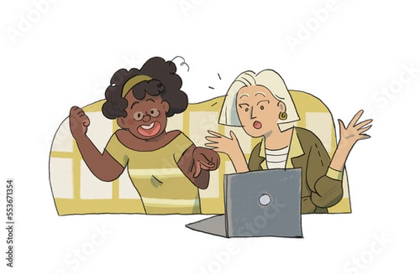 Obraz Two women looking at a computer.